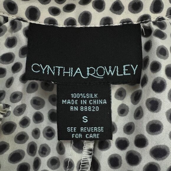 Cynthia Rowley Shirt Women Small Cream Polka Dots Silk Ruffle Sleeveless Preppy - Picture 7 of 9